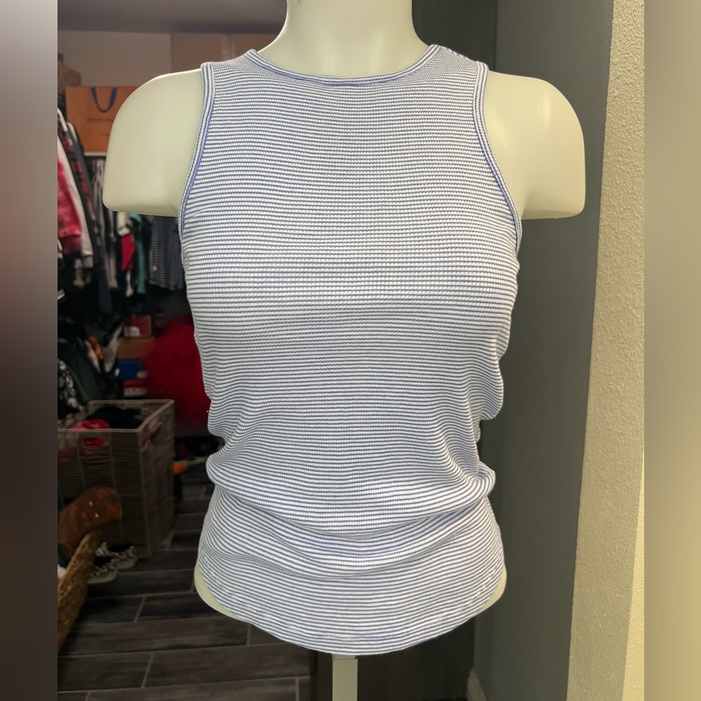 NWT PINK Blue and White Striped Tank Top